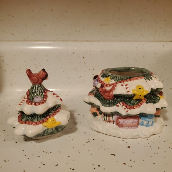 Fitz and Floyd Omnibus Christmas Tree Sugar Bowl and Lid, EUC - Picture 6 of 9
